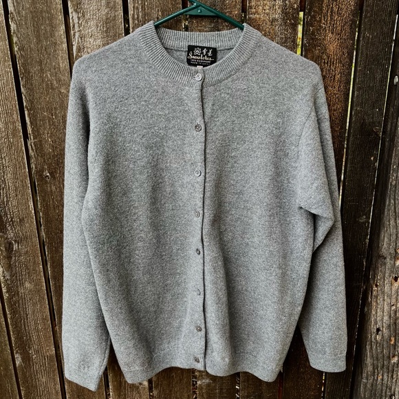 Snow Lotus Vintage Cashmere Button Cardigan In Gray Sz 40 /M/L - Picture 5 of 14